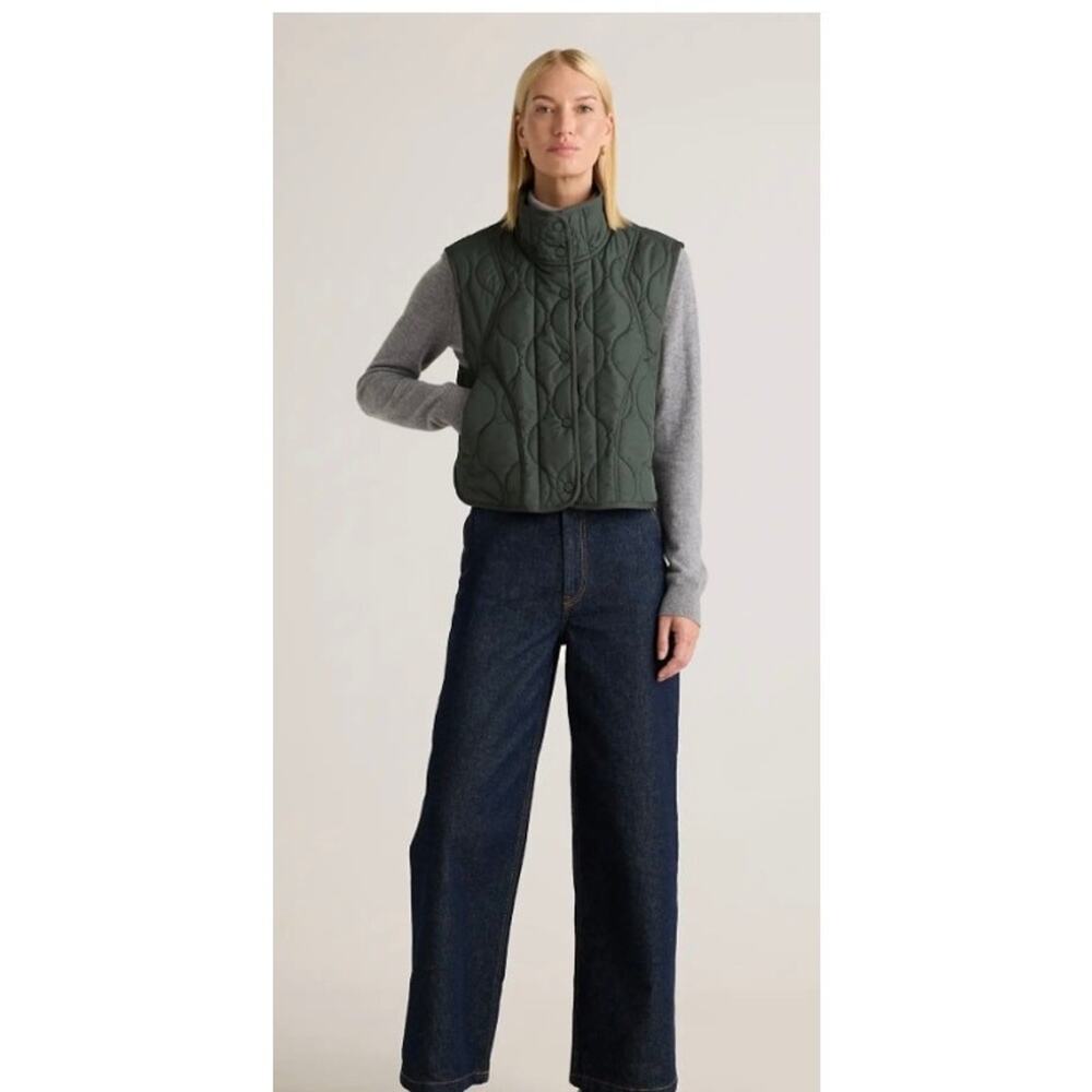New! Quince Wm's Featherless Quilted Puffer Vest Olive Sz S#84